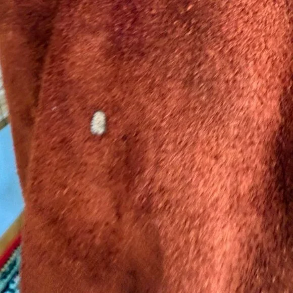 Vintage~60s 70s Suede/Leather 2 Tone BUTTON DETAIL~Penny Lane Coat - Picture 6 of 14